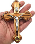 Zuluf 5.5" Wooden Wall Cross with 14 Stations Crucifix and Jerusalem Soil Christian Holy Land Gift from Israel CRS092