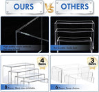 Aheroi Large Acrylic Risers, 8 Pcs 2 Set(7”L~8”L~9”L) Acrylic Display Set Rectangular Stands Shelf Clear Display Risers for Decor, Cake Shelves Retail Shoe Showcase