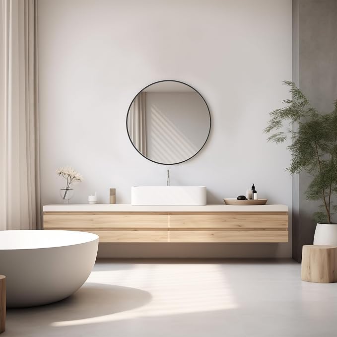 DUMOS Black Circle Mirror for Wall 20.02 inch, Bathroom Round Wall Mirror for Over Sink, Bathroom, Entryway, Bedroom, Vanity, Shatterproof& Crystal-Clear