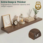 Floating Shelves for Wall 48 in x 9.3 in Deep, Wall Mounted Rustic Wood Shelf with Invisible Brackets for Storage & Display, Living Room Bedroom Bathroom, Walnut, 2 Pack