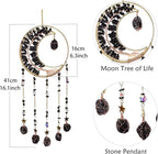 Black Dream Catcher Wall Decor Crystal Tree of Life Dream Catchers with Stone Pendant Handmade Dreamcatcher Wall Hanging Ornament for Bedroom Living Room Home Decor