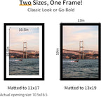 13x19 Picture Frame 3 Pack - Black Poster Frame Display Pictures 11x17 with Mat or 13 x 19 Without Mat for Wall Hanging Horizontal and Vertical