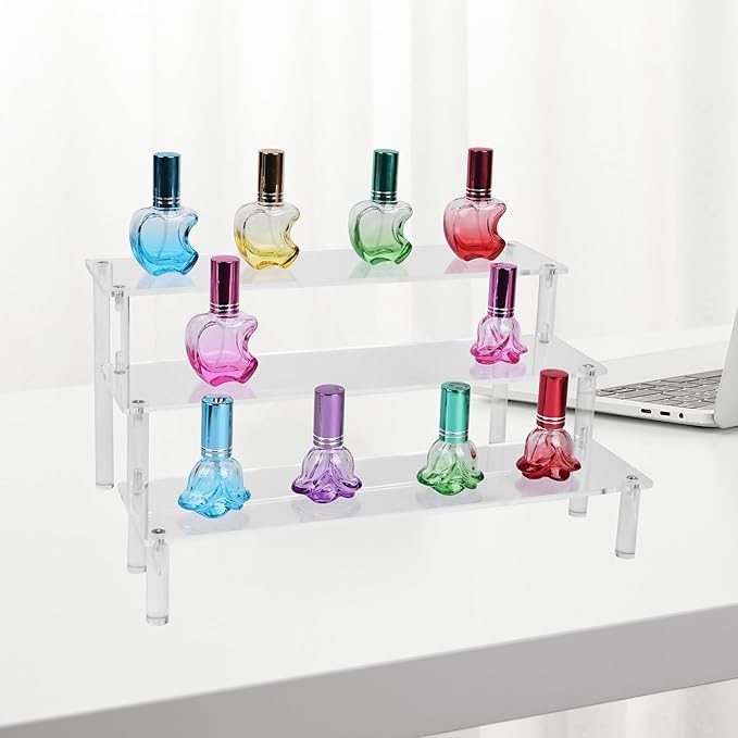 Acrylic Display Risers,Clear Risers Perfume Organizer Stand, 3 Tiered Cupcake Shelf Stand Holder,9 Inch,DIY