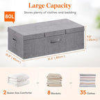 Lifewit 80L Under Bed Storage Containers, 9.8 Inch Tall Underbed Clothes Storage Organizer Bin with Sturdy Sidewalls, Bottom, 3 Lids, Deep Storage Drawer for Clothes, Shoes, Blankets, Pillows 3 Pack