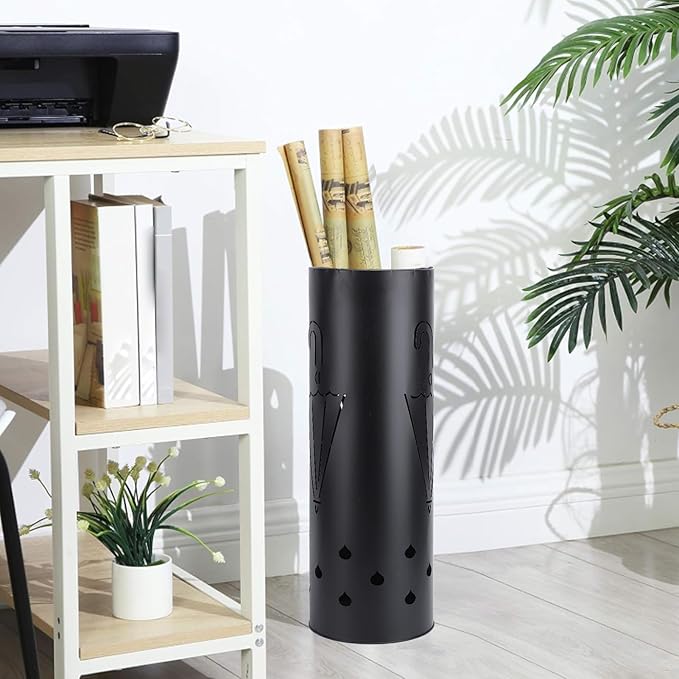 Umbrella Stand,Metal Round Umbrella Stand Rack,Canes Walking Sticks Holder for Entryway, Home, Office, Black (Type 1)