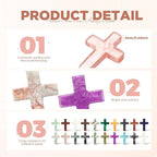 Nuenen 50 Pcs Cross Charm for Women Man Celebration Grad Decor Crystal Pocket Cross Necklace Natural Worry Stone Gift for Jewelry Making Craft Festival Decor(1.5 x 1.06 x 0.24 Inch,Lovely)