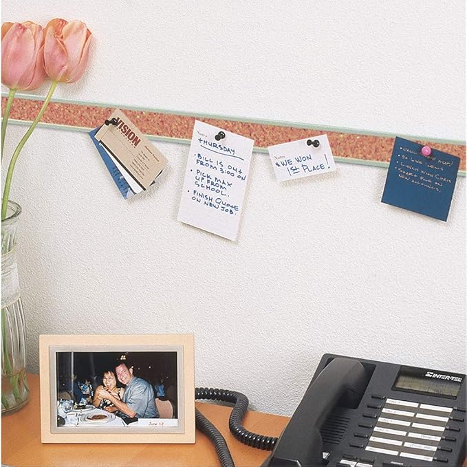 Quartet Bulletin Bar Pin Strip Cork Board 48" x 1", For Classroom, Office, Cubicle, Aluminum Frame (Z2006)