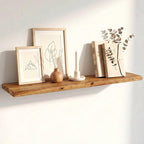 Dreamland 48" Solid Elm Wood Floating Shelves, 8" Deep Wall Shelves for Home Decor, Floating Shelf with Invisible Bracket, Heavy-Duty Display Shelf - for Living Room, Kitchen, Bathroom, Set of 1