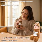 Funny Positive Crochet Animals Gag Doll Emotional Support Stuffed plushies for Adult Men Women,Weird Things Motivational White Elephant Christmas Gift(Brown JJ with Hat)