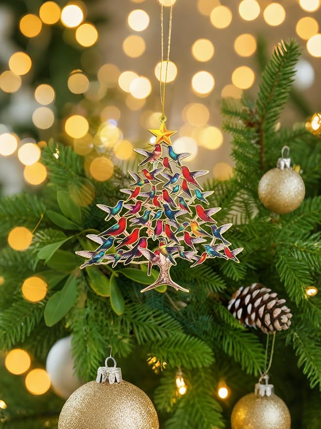 Stacked Hummingbird Christmas Decorations Hummingbird Christmas Ornament, 2D Laser-Cut Iron Metal Decor for Holiday, 2025