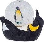 Elanze Designs Yellow Neck Penguin Mommy and Chick Magical Whimsical Tabletop Dresser Nightstand Figurine Miniature 45MM Sturdy Glitter Water Snow Globe Decoration