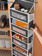 JARLINK 2 Pack Over The Door Organizer Storage, 5 Shelf Hanging Door Organizer with 5 Large Capacity Pockets, Anti Tilt 44 lb Load Behind Door Storage for Bedroom, Bathroom, Pantry, Nursery, (Black)