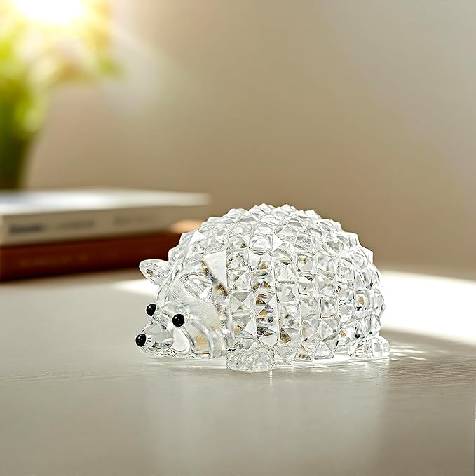 H&D HYALINE & DORA Cut Clear Crystal Hedgehog Animal Figurine Collection Glass Ornament