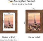 4x6 Picture Frame 3 Pack - Brown Poster Frame Display Pictures 3.5x5 with Mat or 4 x 6 Without Mat for Wall Hanging Horizontal and Vertical