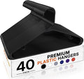 HOUSE DAY Black Plastic Hangers 40 Pack, Plastic Clothes Hangers with Built-in Strap Hooks, Space Saving Slim Hanger for Closet Organizers and Storage, Durable Clothing Hanger for Shirts Blouses Tops