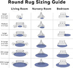 OLANLY Denim Blue Round Rugs for Bedroom - Machine Washable, 4 ft Circle Area Rugs for Living Room, Soft and Fluffy Shaggy Carpet for Teen Girl and Boys, Nursery Rooms, Dorms, Home Decor Aesthetic