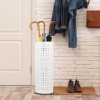Umbrella Stand for Entryway, Metal Umbrella Holder, Freestanding Umbrella Stand Round Umbrella Holder Bin Waterproof Umbrella Storage Rack Indoor Walking Stick Holder for Home Entryway(15*42cm,White)