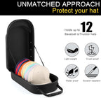 Hard baseball hat case, Hat Carrier Travel Case with Adjustable Shoulder Strap, Hat cap case for 12 Baseball Caps - Perfect for Traveling & At-Home Storage (Black)