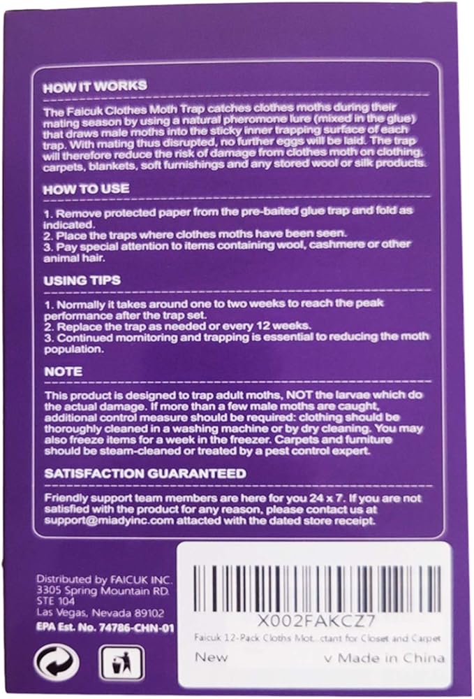 12-Pack Clothes Moth Traps with Pheromone Attractant for Closet and Carpet