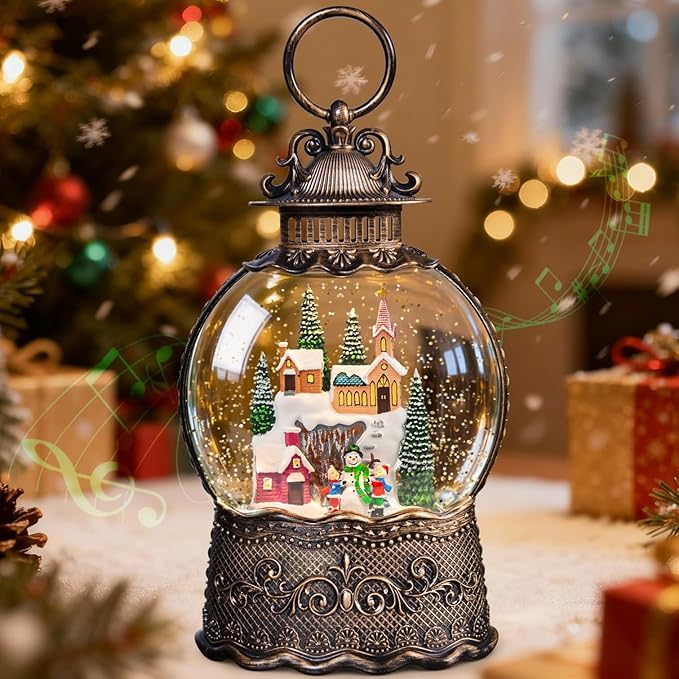 Nativity Scene Christmas Snow Globes, 10.24" Electric Light up Snow Globe Christmas, Festive Song 6H Timer & Dual Power, Musical Snowglobes Christmas Decorations Indoor Snowglobe Church Snowman