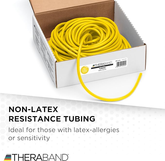 THERABAND Latex Resistance Tubing, Red, Medium Level 2, 100 ft Roll, Professional Grade Resistance Band for Exercise, Upper and Lower Body Workouts, Cut-to-Length, Color-Coded Levels