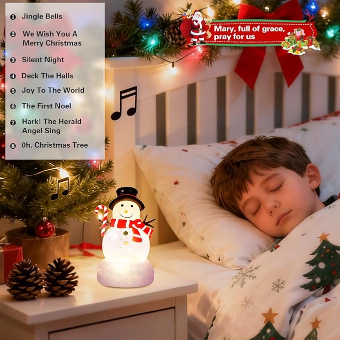 4 Pack Christmas Snow Globes Tree Snowman Cardinal Candle with 8 Songs Music and 6H Timer USB & Battery Powered Water Globe Swirling Glitter for Holiday Decorations (Tree Snowman Cardinal Candle)