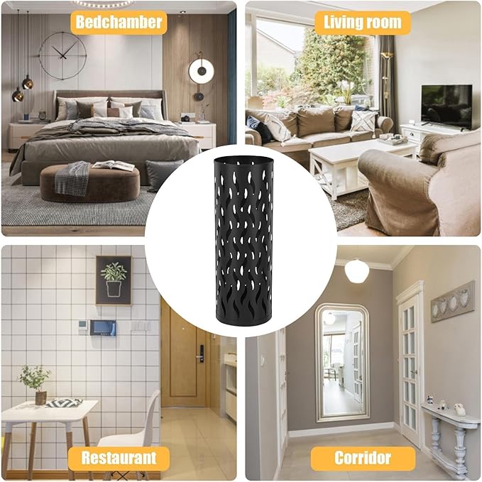 Umbrella Stand | Round Standing Rack - 15x15x42cm Umbrella Canes Holder Bin | for Indoor Living Room Entryway Hallway Balcony Office Hotel Reception Lounge Restaurant