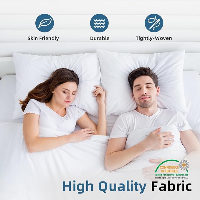 YSTHER 22x22Euro Pillow Inserts Set of 2, Premium Down Feather Pillows for Couch & Bed - Hypoallergenic, Machine Washable, Fluffy Decorative Throw Pillow Inserts (White)