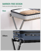 Luggage Rack, Folding Suitcase Stand for Guest, Foldable, Luggage Holders with Shelf, Steel Frame with Nylon Straps for Bedroom, Hotel, Holds up to 154 lb, Grey,1 Pack LR03899G