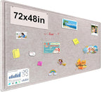 Large Bulletin Board, Foldable 72x48 Inches Cork Board Alternative, Large Felt Board Decorative Pin Board for Wall, Foldable Photo Board Self-Adhesive Vision Board with 36 Pushpins Light Khaki