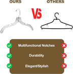 Quality Clear Plastic Hangers 12 Pack - Durable Crystal Cut Heavy Duty Hangers for Clothes, Shirts, Suits, Coats, Dresses