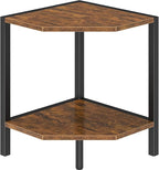 Creso hom Corner Shelf Stand, 2 Tier Industrial Corner Bookshelf, Multipurpose Standing Corner Display Shelf Countertop Organizer for Living Room Kitchen Bedroom Office, Rustic Brown