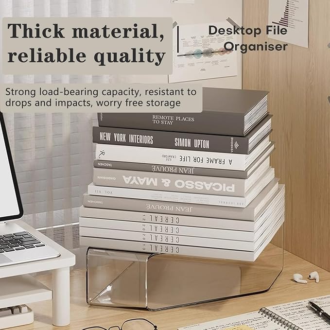 2 Pack Vertical File Holder Clear Acrylic Desk Organizer Storage Bins Holding Plastic Document Organizer Clear PET Magazine Holder Basics Vertical Magazine Rack for Home Office School