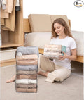 Vacuum Storage Bags for Clothing - NeatNest 6 Pack Medium Cube/Box-Shaped Space Saver Bags for Clothes, Pillows, Bedding, Dual Compression (Vacuum or Hand Press), Durable PE+PA Material