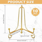 10 Pack 4 Inch Iron Plate Stands for Display, Plate Holder Display Stand, Gold Easel Stands for Photo, Picture Frame, Decorative Dish, Book and Tabletop Art (Gold, 4 Inch)