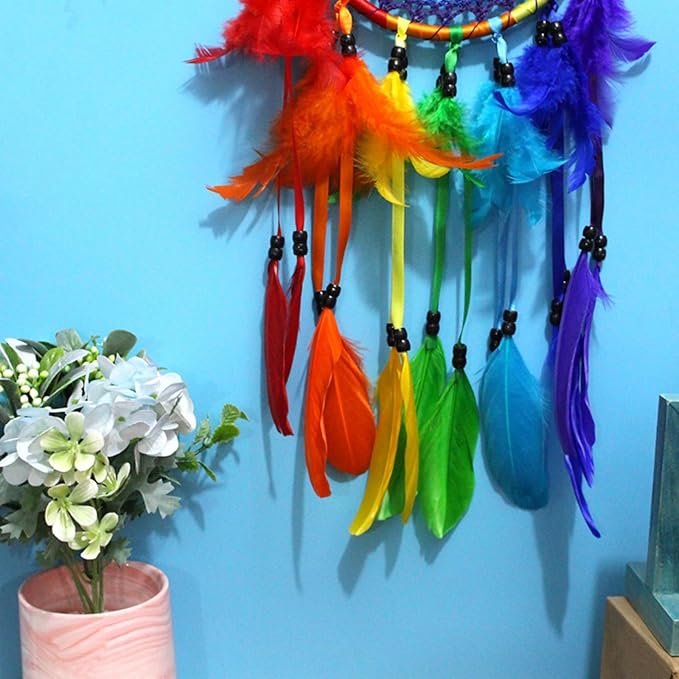Handmade Dream Catchers Wall Decor,Boho Feather Dreamcatcher with Natural Elements,Unique Home Decor Gift for Bedroom, Living Room (Mixing Color 21.7in)