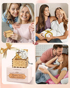 Swooflia Mother's Day Wooden Music Box for Jesus - Hand Crank Engraved Musical Box Vintage Mechanism Personalized Gifts for Mom Aunt Daughter Niece Granddaughter Grandma Friend On Birthday