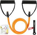 RitFit Single Resistance Exercise Band with Comfortable Handles - Ideal for Physical Therapy, Strength Training, Muscle Toning - Foam Padding Door Anchor and Starter Guide Included