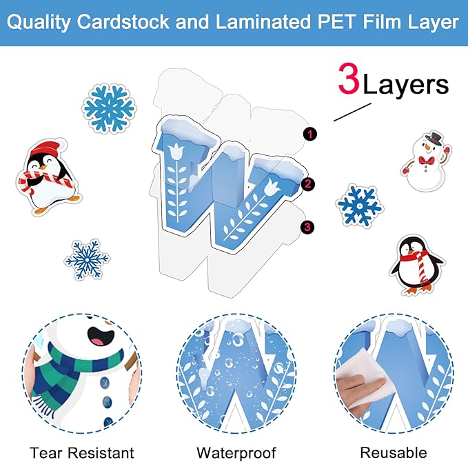 Winter Bulletin Board Decorations Winter Wonderland Paper Cutouts for Classroom Sliding into Winter Bulletin Board Set Snowflake Penguins Xmas Party Themed Cutouts for School Wall Door Decor