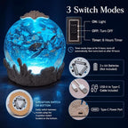 Starfish Night Light Ocean Decoration with 6H Timer, USB & Battery Powered, Rotating Ocean Scene Star Fish Snow Globe with Sea Turtle and Fish for Kids Adults Bedroom Living Room Decor (Starfish)