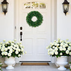 SHACOS Olive Greenery Wreath 17" Artificial Boxwood Front Door Wreaths for Home Wall Window Farmhouse Decoration 100% Plastic Indoor Outdoor