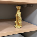 Cheetah Statue Sculptures Home Decor , 11"Gold Leopard Antique Classical Figurine Sitting Sculpture Standing,Office,living room,dining room,display rack,coffee table or entrance tabletop decoration