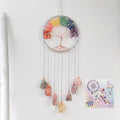 Tree of Life Dream Catchers with Crystal 7 Chakra Gemstone Dream Catchers Color Natural Gem Raw Stone Wall Hangings Room Garden Dreamcatchers Decor(Silver)