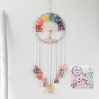 Tree of Life Dream Catchers with Crystal 7 Chakra Gemstone Dream Catchers Color Natural Gem Raw Stone Wall Hangings Room Garden Dreamcatchers Decor(Silver)