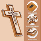 OKSQW Wall Wooden Cross Christians Cross Spiritual Religious Gifts With Hook on Hanging Wall Or Table With Blessed For Church Home Room Decoration For Christmas (Resin Small)