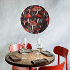 Wall Picture, with Red Mushrooms Printed Circular Iron Hanging Picture,Wall Art Decor,Home for Bedroom Living Room Bathroom Decor,Iron Painting 11.8X11.8 in