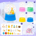 Easter Snow Globe Craft Kit - 42Pcs DIY Plastic Snow Globe Craft with Mini Resin Bunny Gnomes Egg, Make Your Own Party Favor Decor with Glitter for Classroom Activity Gift (Rabbit)