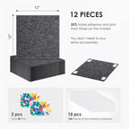 Large Cork Board for Walls 48"x36" |Cork Board Alternative| 12 Pack Felt Wall Tiles| Dark Gray Bulletin Board with Removable Adhesive | Cork Boards Pinboard for Office Home Classroom，Dark Gray