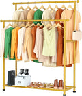 MISSLO Double Rods Garment Rack Heavy Duty Clothing Rack for Hanging Clothes Portable Clothes Organizer for Bedroom, Living Room, Clothing Store (Gold)