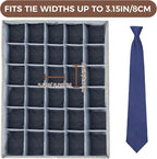 PINGMIC Gray Sock Organizer Divider 1 Pack with Lid - 30 Cell Foldable Closet Storage, Tie Organizer For Men Boxes for Socks, Ties, Belts